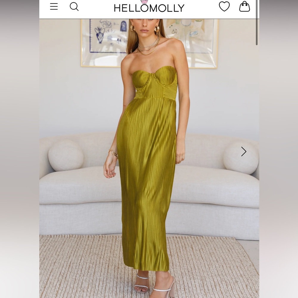 Hello Molly Strapless Olive Green Dress